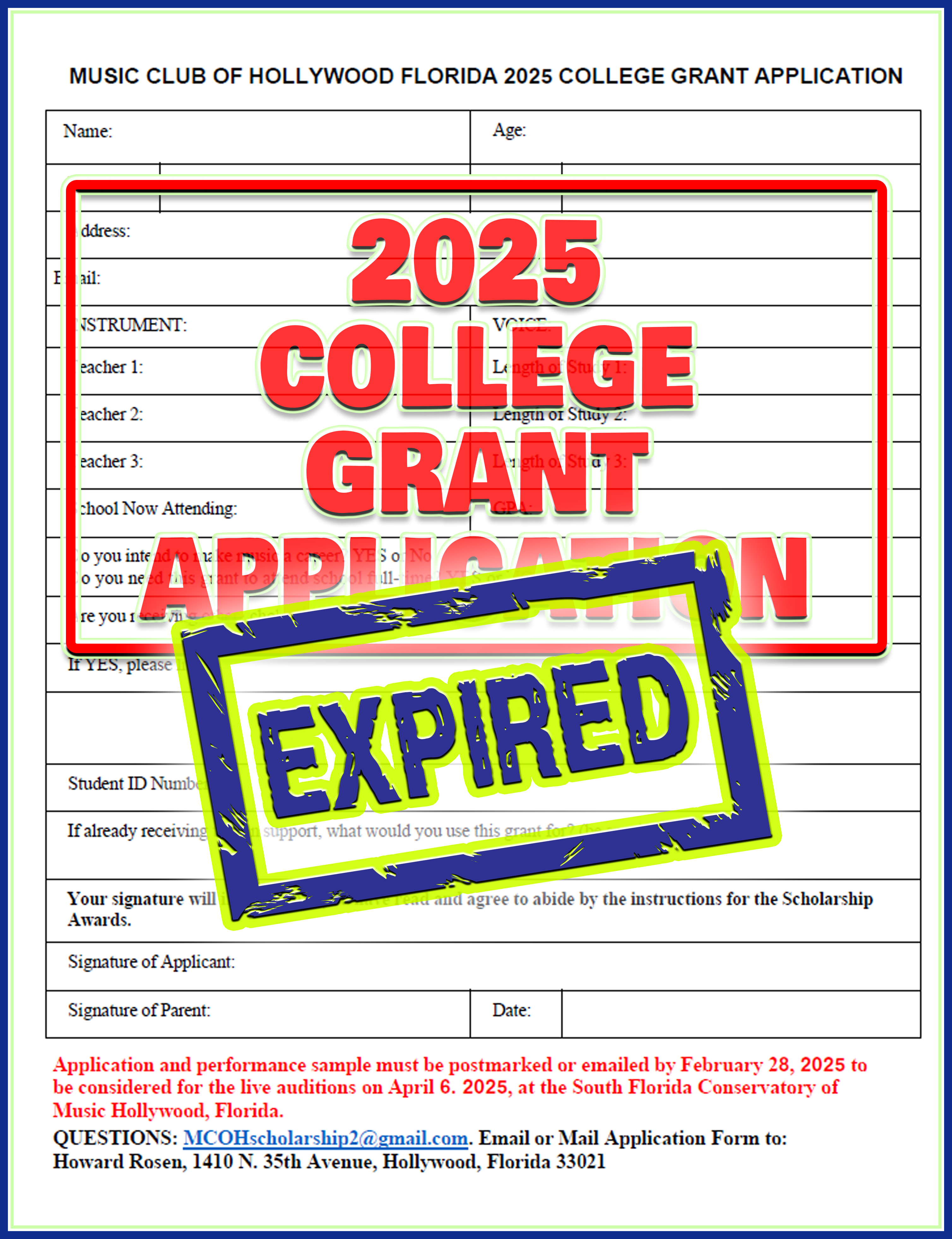 EXPIRED: 2025 College Study Grant Application